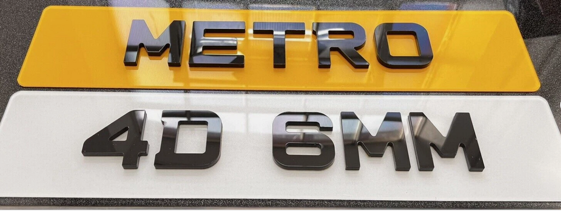 4D Metro Gloss Black Laser Cut Raised Reg Car Van License Number Plates