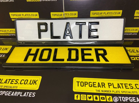 3D Gloss Gel Domed - Quick Release - Number Plate Holder - CARBON