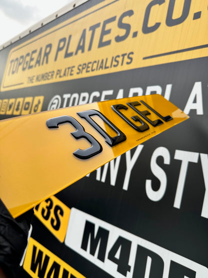 3D Gel Gloss Black Number Plates - Road Legal