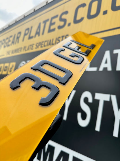 3D Gel Gloss Black Number Plates - Road Legal