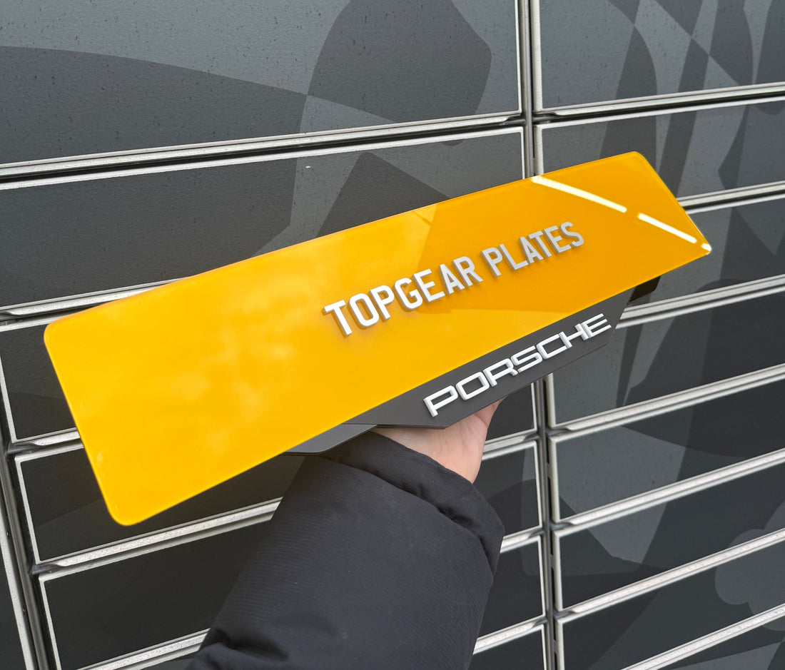 Porsche Frameless Number Plate Surround – Raised Logo