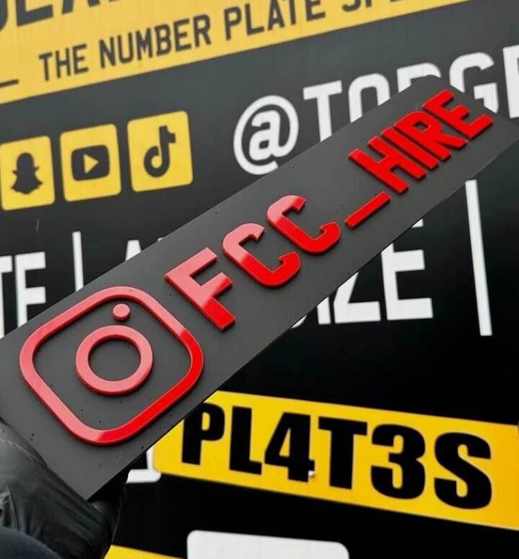 4D Custom Instagram Numberplate Social Media Showplate - Any Colour