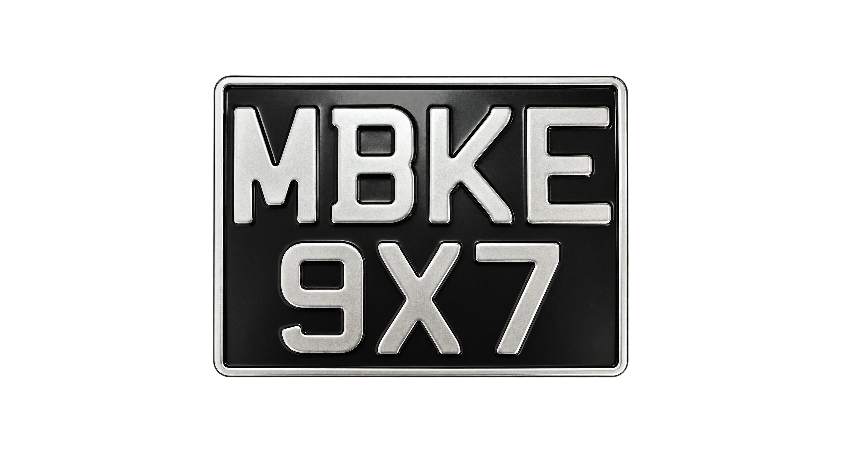 Classic Metal Pressed Motorcycle Number Plate – 9 x 7 Inches - Single