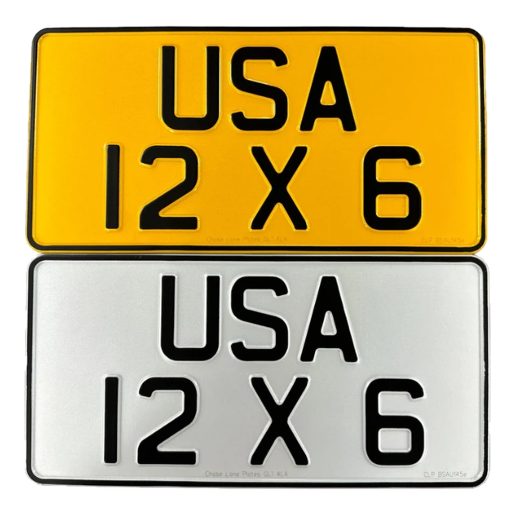 American Metal Pressed Number Plate – 12 x 6