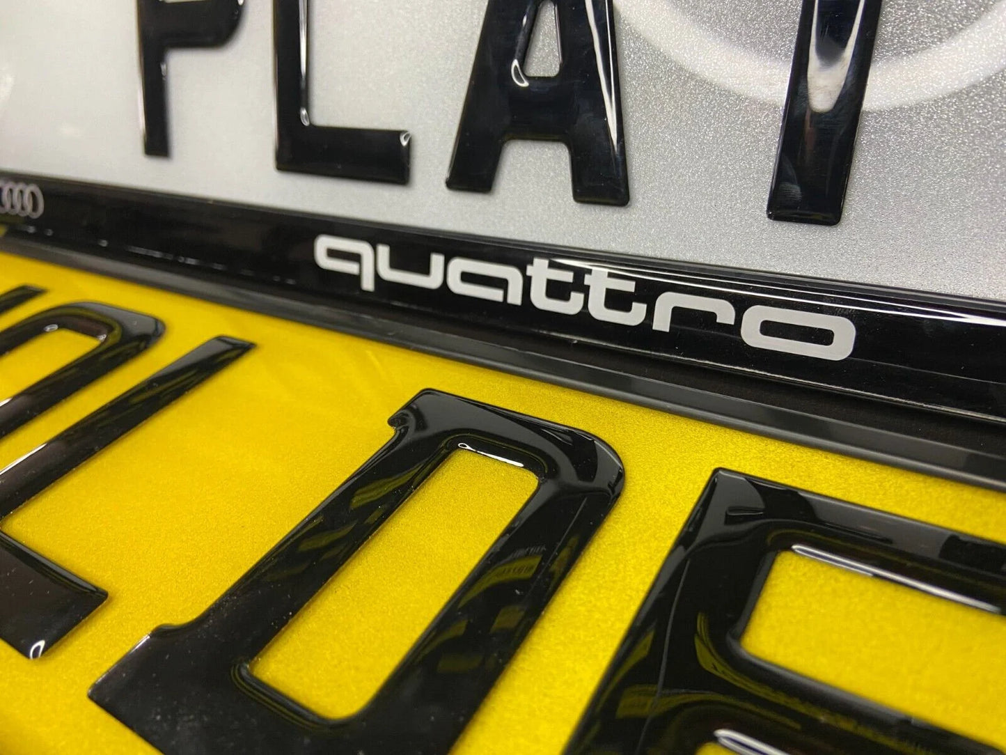 3D Gloss Gel Domed - Quick Release - Number Plate Holder - AUDI QUATTRO