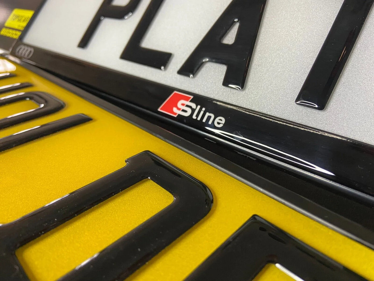 3D Gloss Gel Domed - Quick Release - Number Plate Holder - AUDI S LINE