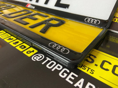 3D Gloss Gel Domed - Quick Release - Number Plate Holder - AUDI S LINE