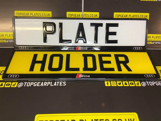 3D Gloss Gel Domed - Quick Release - Number Plate Holder - AUDI S LINE