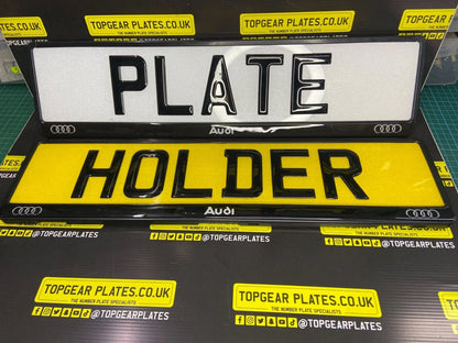 3D Gloss Gel Domed - Quick Release - Number Plate Holder - AUDI