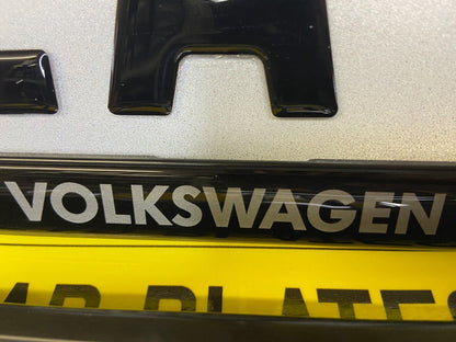 3D Gloss Gel - Quick Release - Car / Van Number Plate Holder Surround - VOLKSWAGEN: SILVER