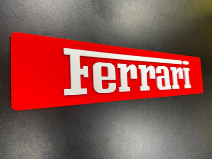 3D Custom Bedroom, Showplate, Mancave Signs - Ferarri Red/White Font