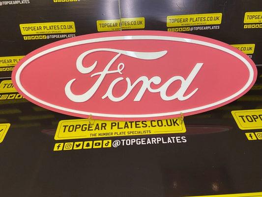 3D Acrylic Stylish Ford Car/Man Cave/Novelty Sign - Ford Pink/White Font