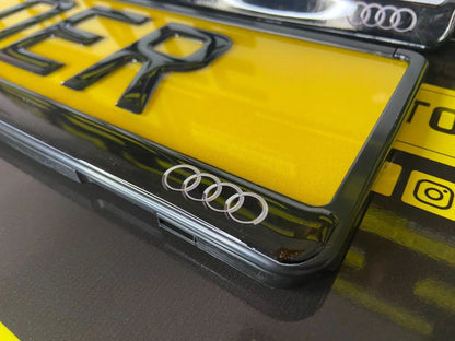 3D Gloss Gel Domed - Quick Release - Number Plate Holder - AUDI QUATTRO