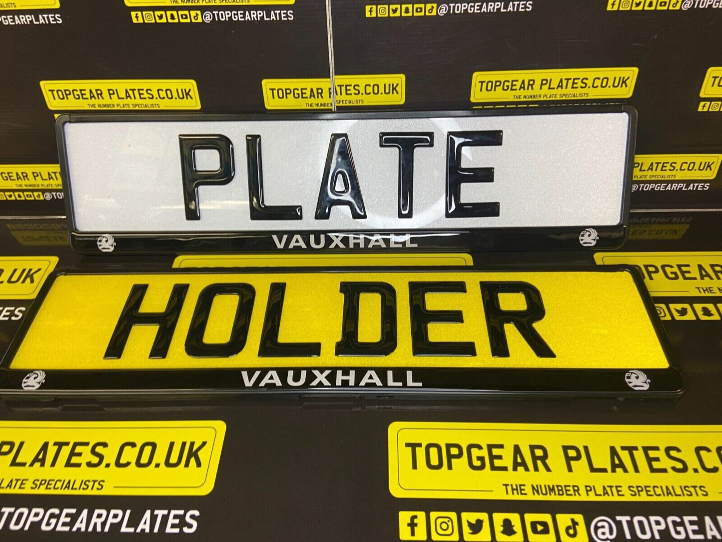 3D Gloss Gel - Quick Release - Car / Van Number Plate Holder Surround - VAUXHALL - White