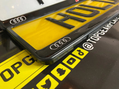 3D Gloss Gel Domed - Quick Release - Number Plate Holder - AUDI S LINE