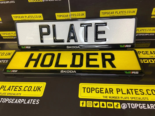 3D Gloss Gel - Quick Release - Car / Van Number Plate Holder Surround - SKODA: VRS