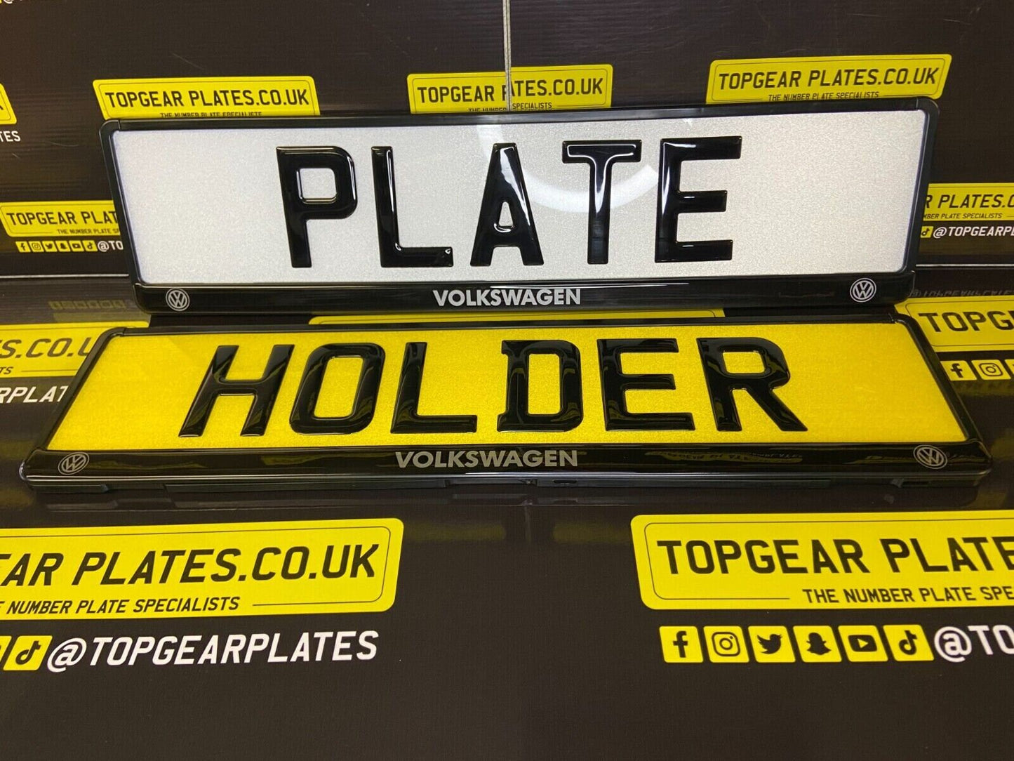 3D Gloss Gel - Quick Release - Car / Van Number Plate Holder Surround - VOLKSWAGEN: SILVER