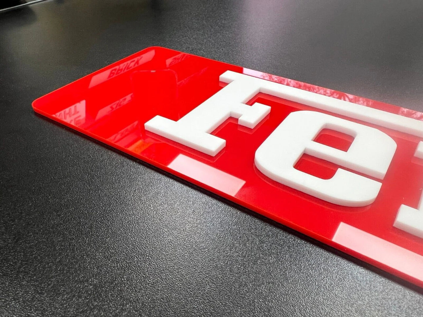 3D Custom Bedroom, Showplate, Mancave Signs - Ferarri Red/White Font