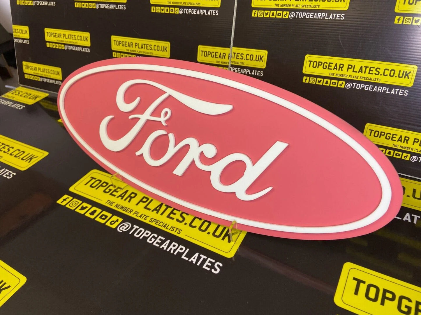 3D Acrylic Stylish Ford Car/Man Cave/Novelty Sign - Ford Pink/White Font