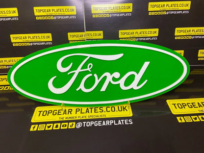 3D Acrylic Stylish Ford Car/Man Cave/Novelty Sign - Ford Green/White Font